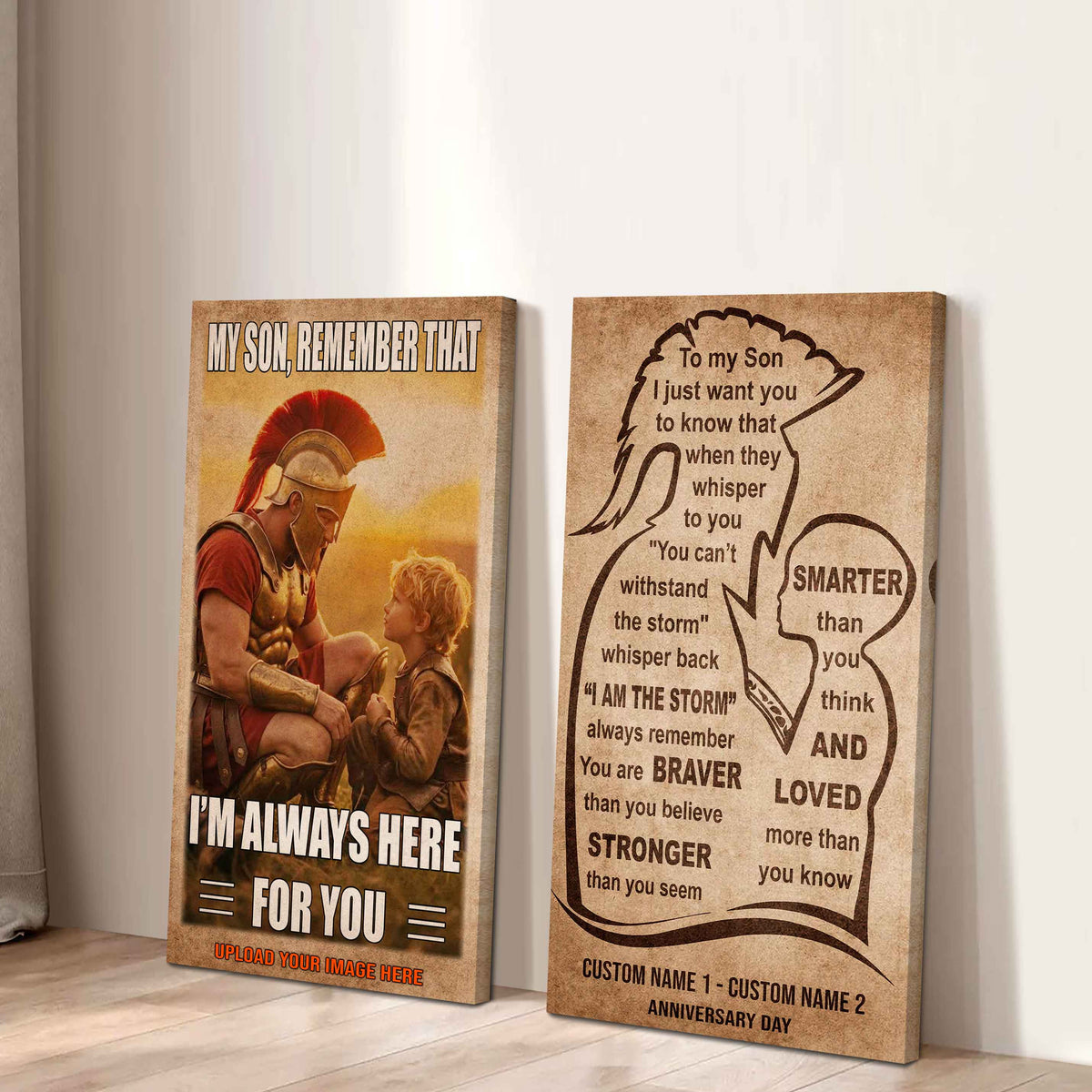 Spartan Canvas Set Father And Son Best Friend For Life - With Message Quotes