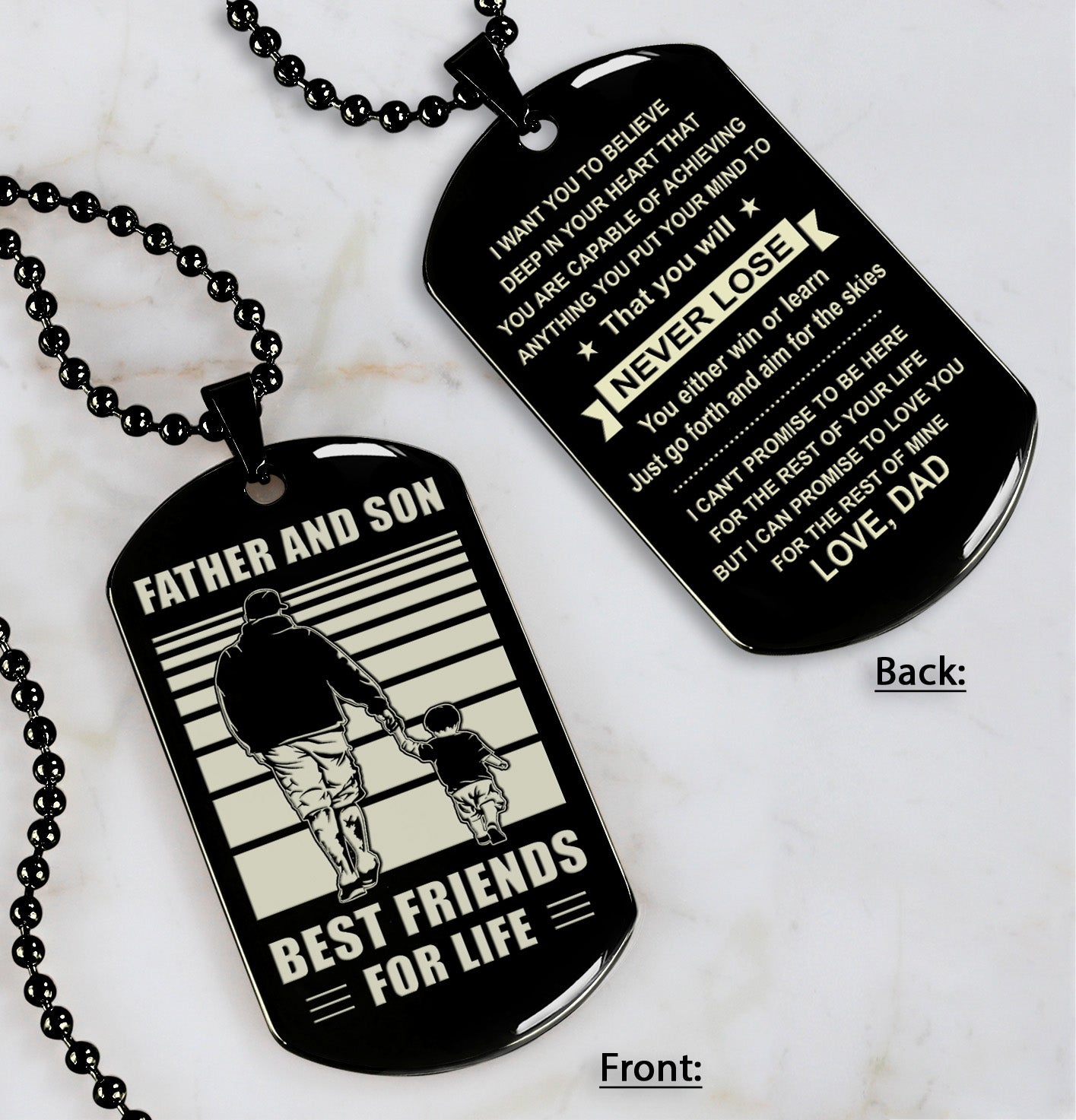 NVL-Personalized Double Sided Dog Tag Father And Son Best Friends For Life - Message on the back side