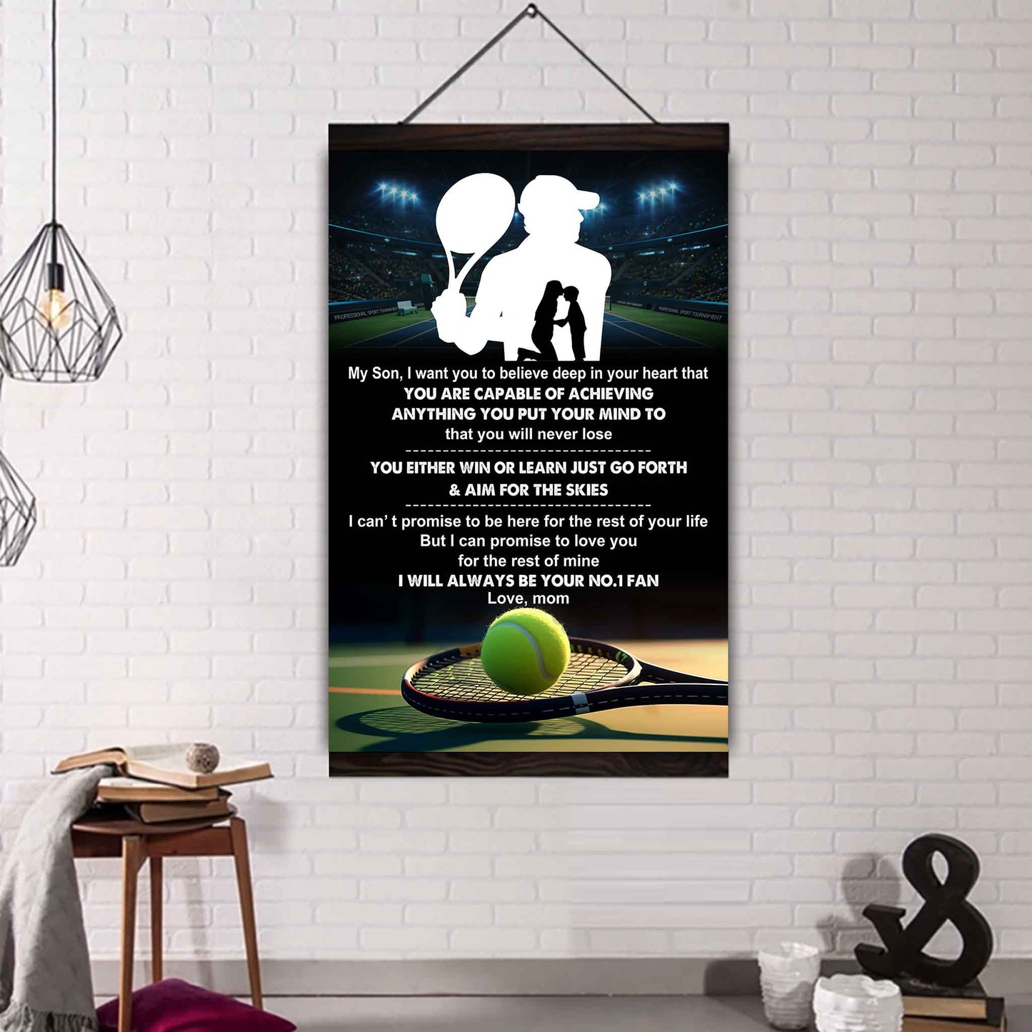 Baseball Poster Canvas Mom To Son - You Will Never Lose You Either Win Or Learn I Will Always Your No 1 Fan