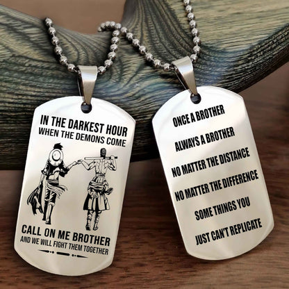 Soldier customizable engraved dog tag double sided gift from brother Once A Brother Always A Brother