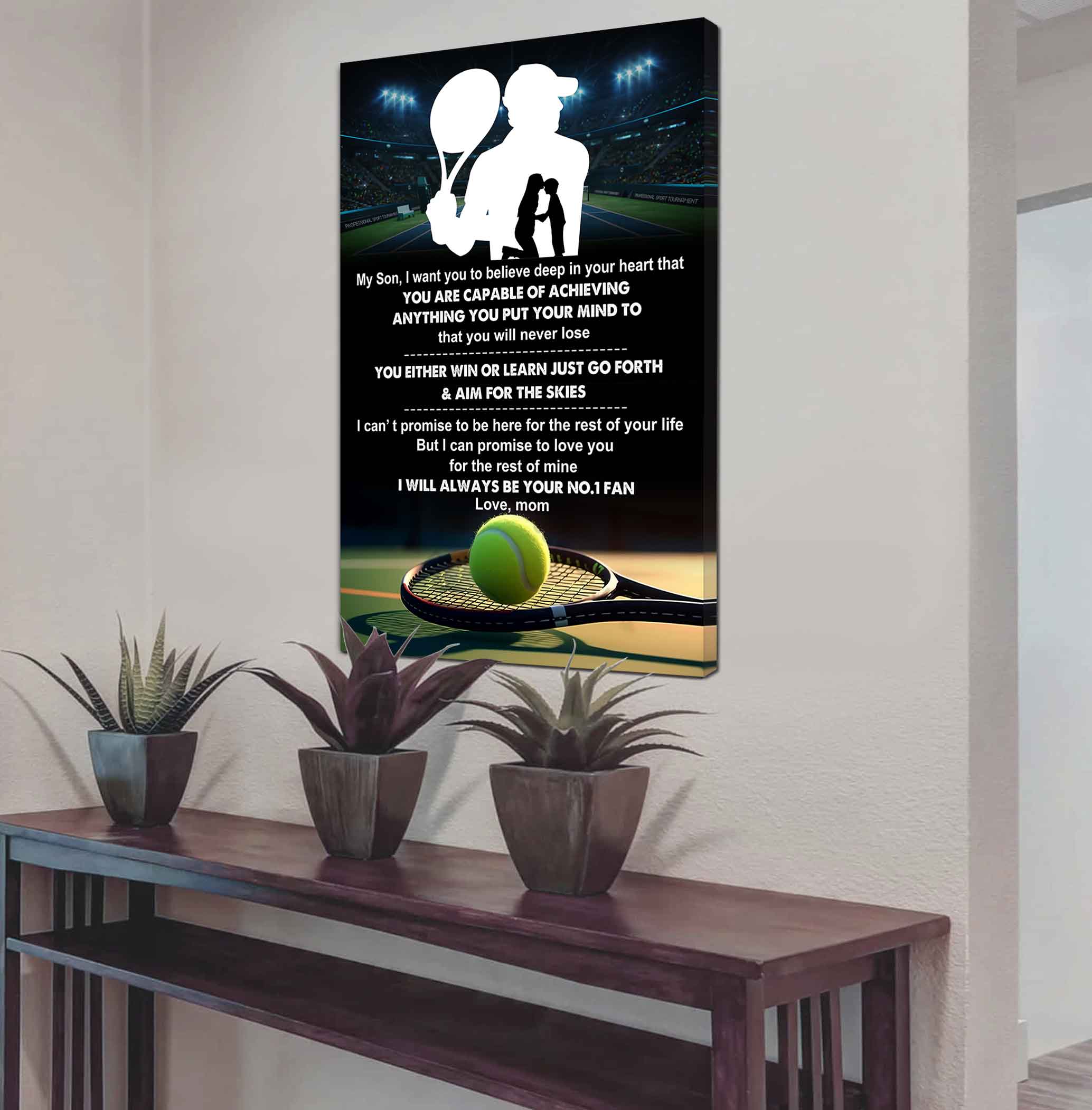 Sport Poster Canvas Mom To Son - You Will Never Lose You Either Win Or Learn I Will Always Your No 1 Fan
