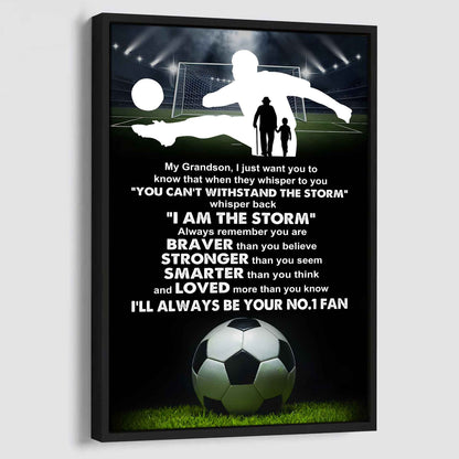 Tennis Poster Canvas Granpa To Grandson - Whisper Back I Am The Storm I Will Always Your No 1 Fan