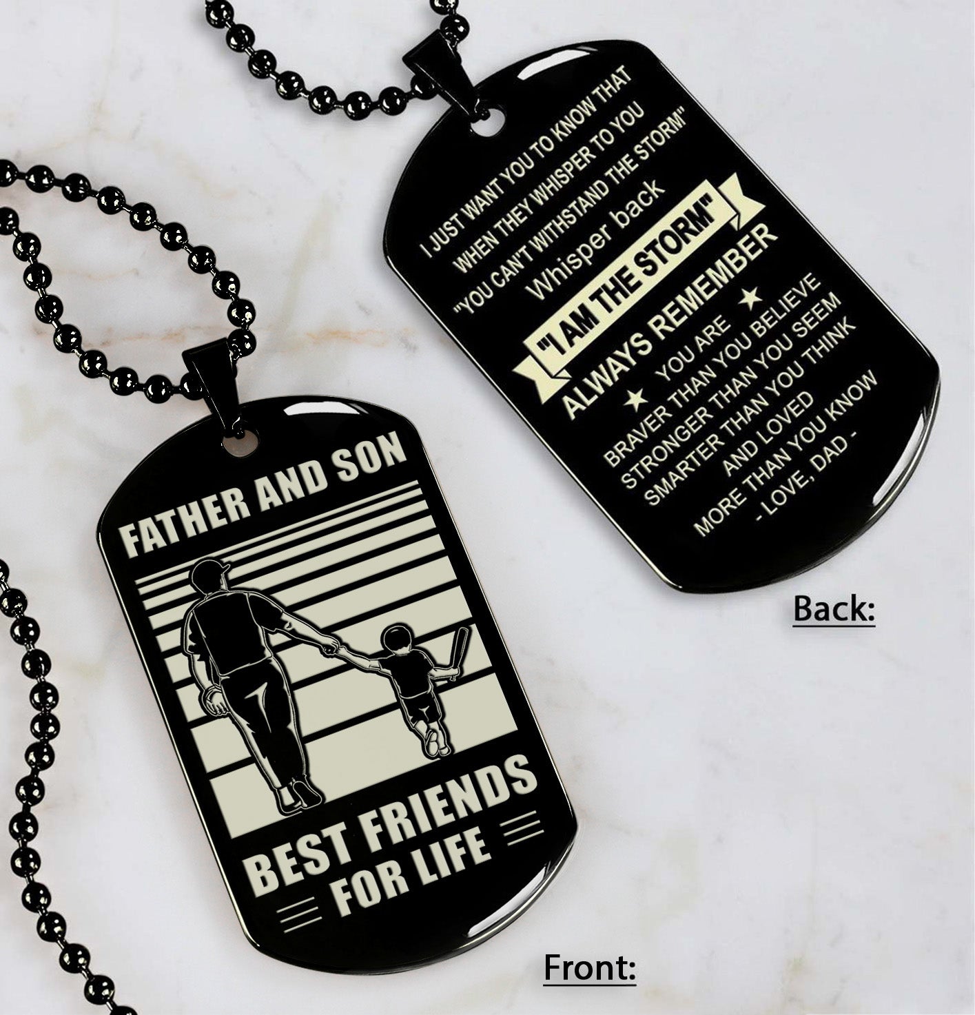 Basketball ANY Personalized Double Sided Dog Tag Father And Son Best Friends For Life - Message on the back side