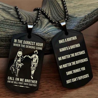 Customizable engraved dog tag double sided gift from brother Once A Brother Always A Brother