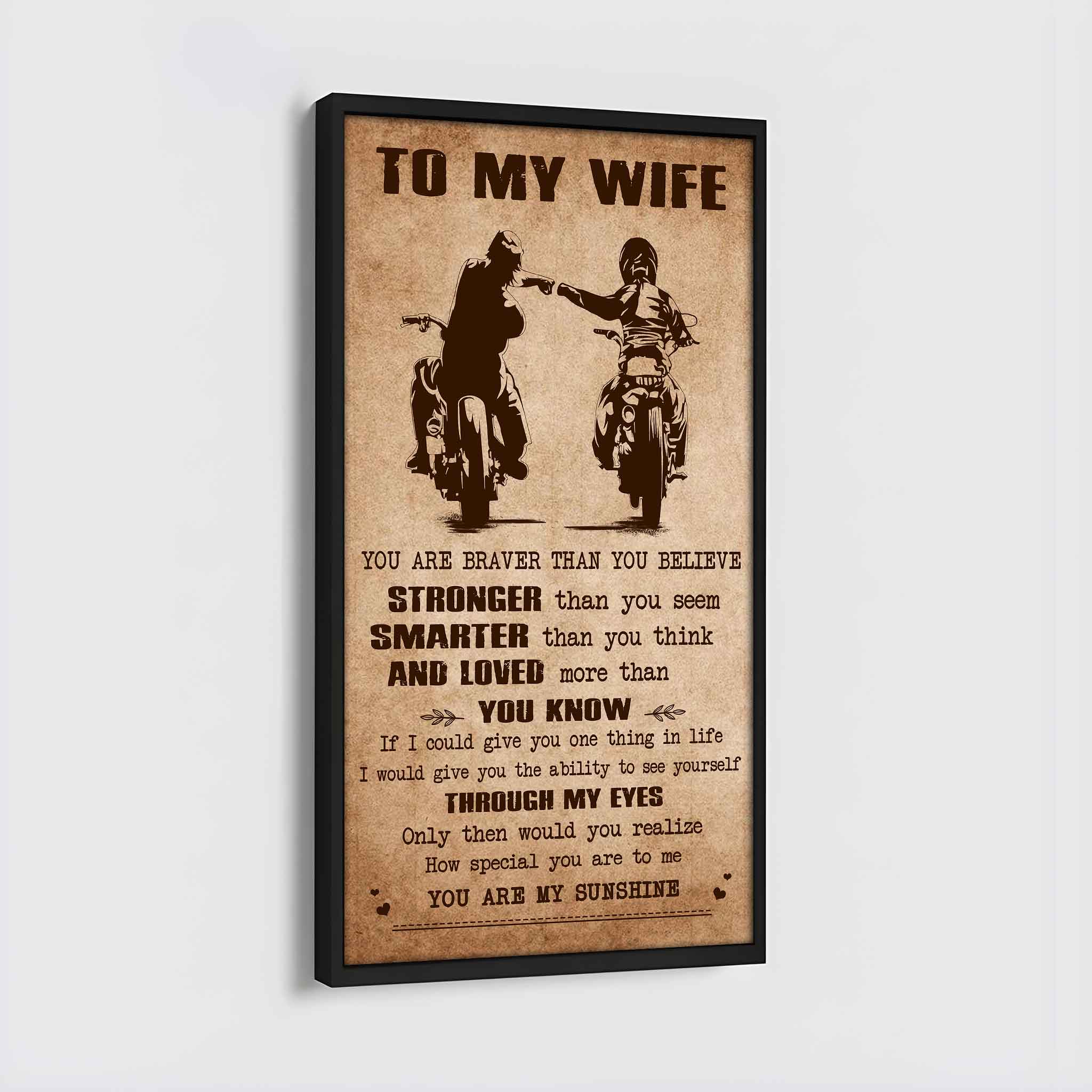 Family Poster Canvas You Are Braver Than You Believe - You Are My Sunshine Gift For Your Wife