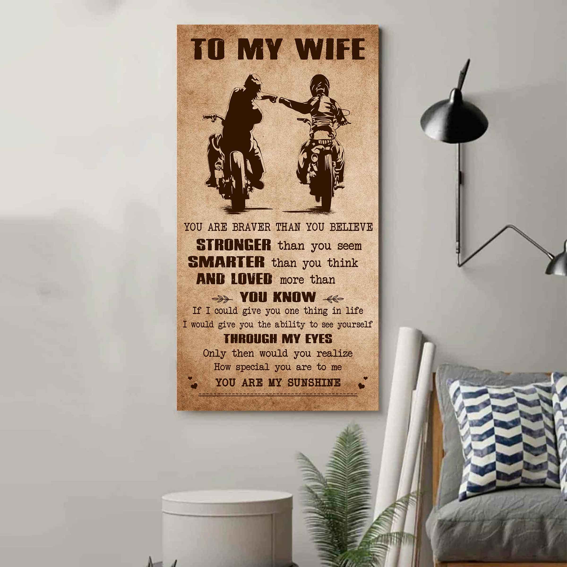 Family Poster Canvas You Are Braver Than You Believe - You Are My Sunshine Gift For Your Wife