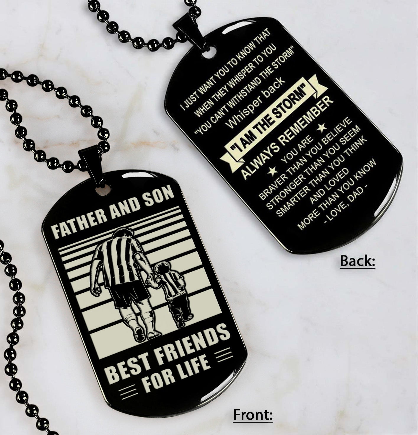 Soccer WBH Personalized Double Sided Dog Tag Father And Son Best Friends For Life - Message on the back side