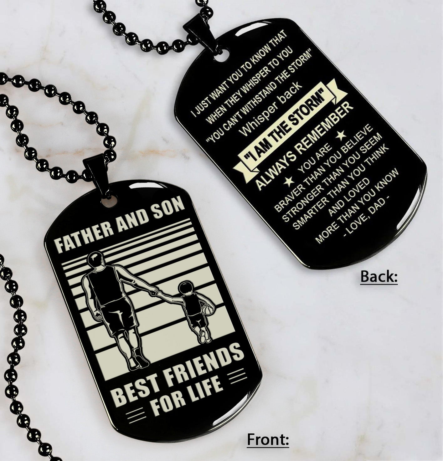Basketball ANY Personalized Double Sided Dog Tag Father And Son Best Friends For Life - Message on the back side
