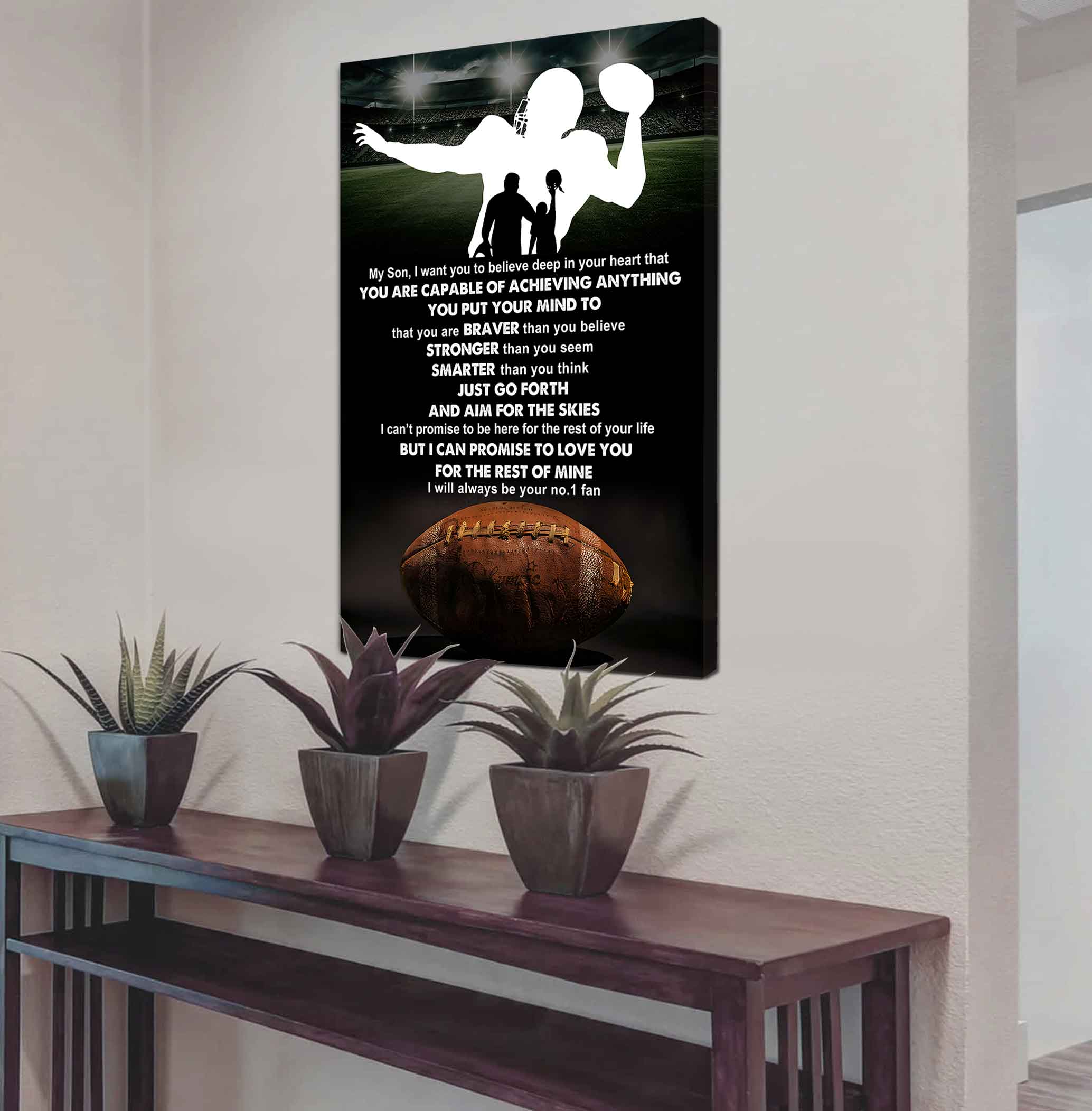 Sport Poster Canvas Dad To Son - That You Are Braver Than You Believe You Are Capable Of I Will Always Your No 1 Fan