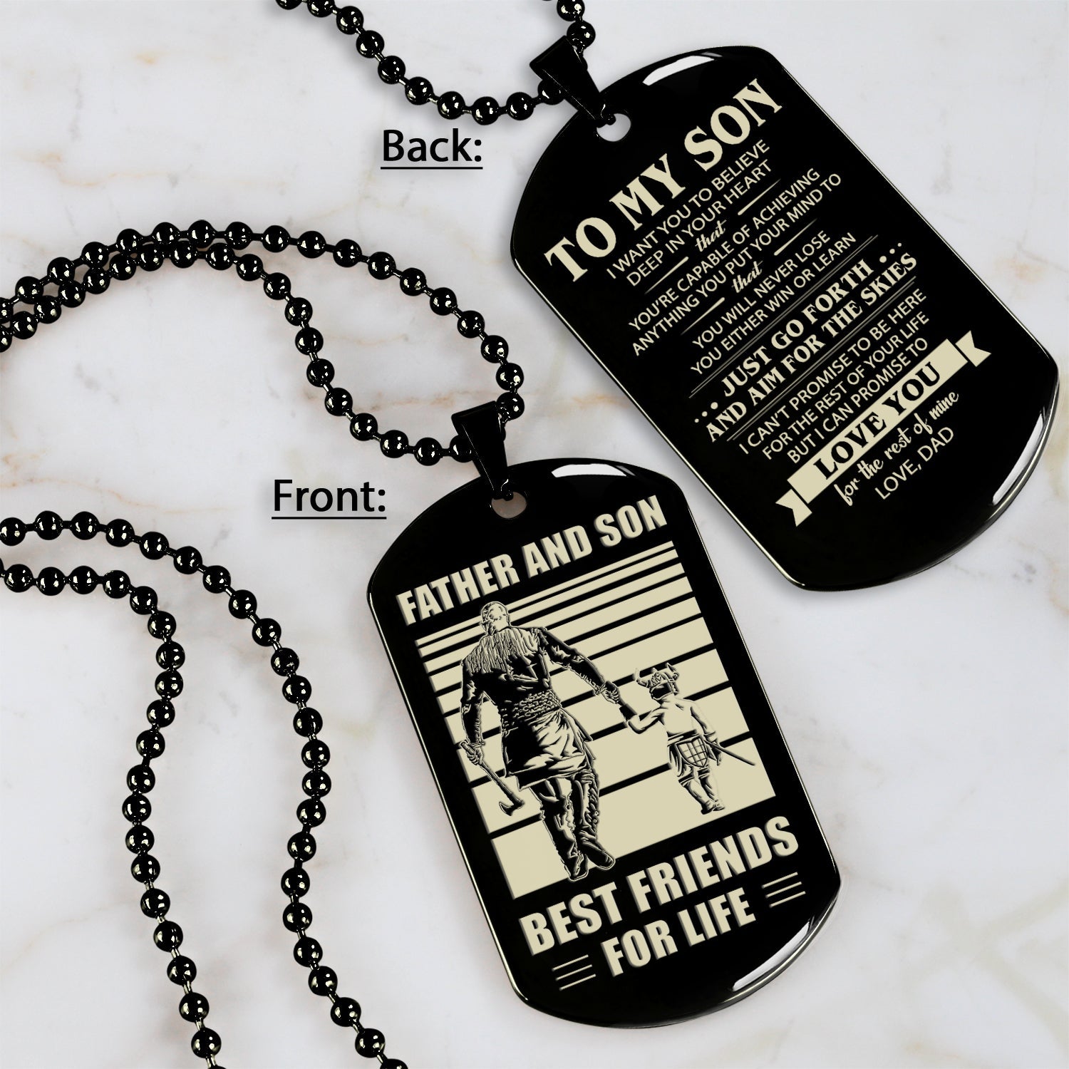 HM12 - Customizabled Double Sided Dog Tag Father And Son Best Friends For Life