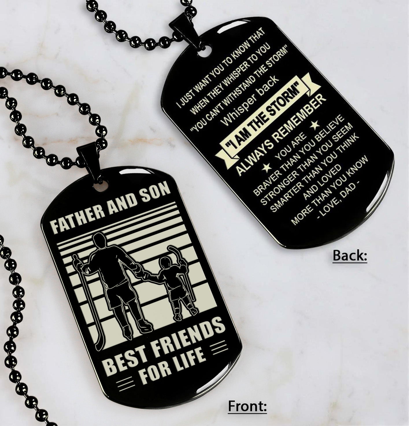 Basketball STO Personalized Double Sided Dog Tag Father And Son Best Friends For Life - Message on the back side