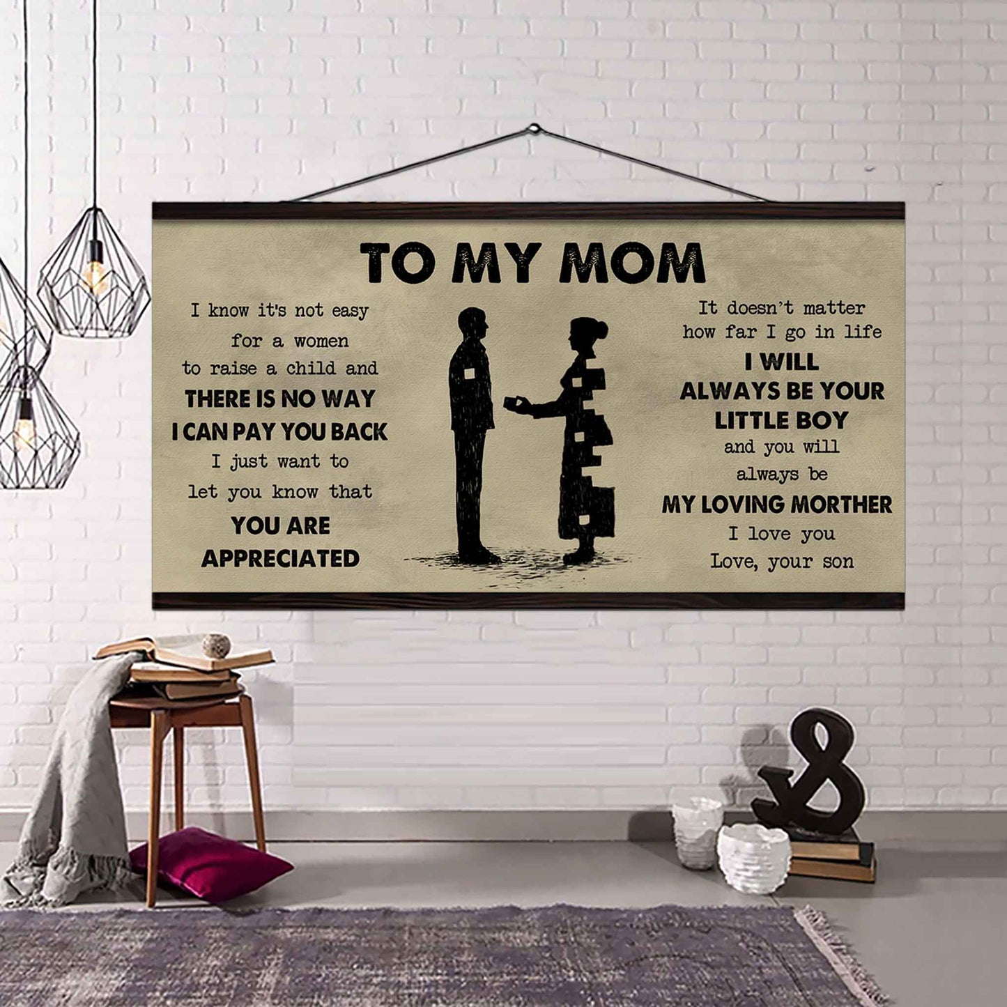 Family Poster Canvas To My Mom I Know It's Not Easy To Raise - I Will Always Be Your Little Boy