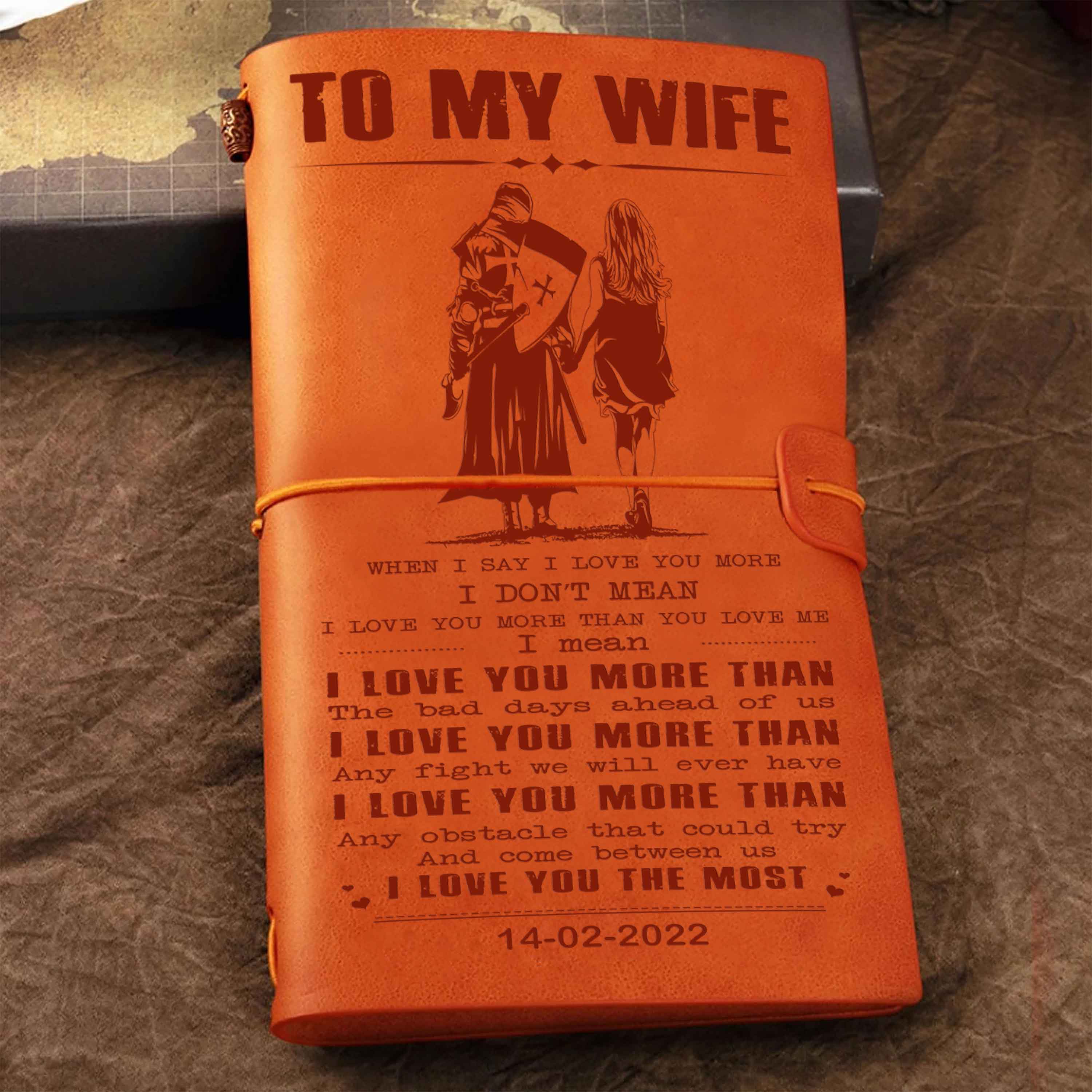 Valentines gifts Vintage Journal Husband to Wife when I say I love you more - I love you the most