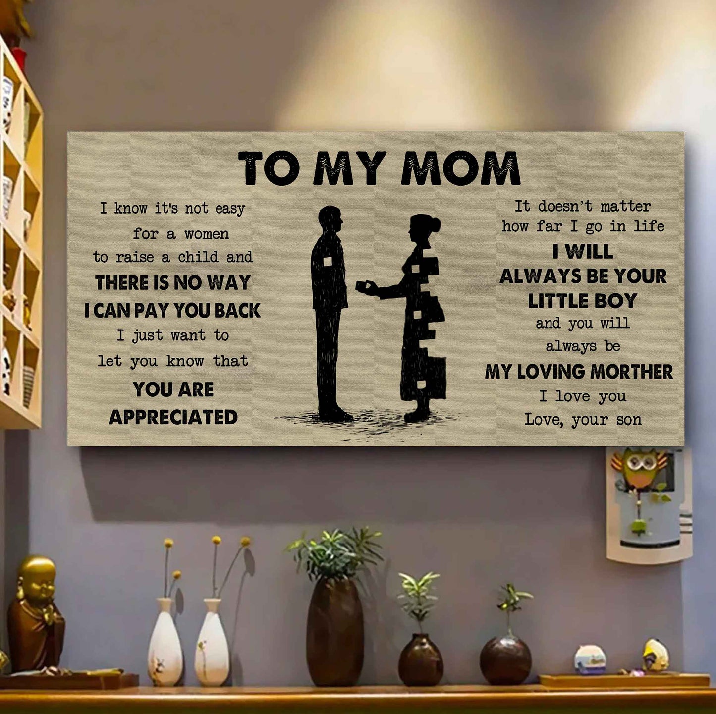 Family Poster Canvas To My Mom I Know It's Not Easy To Raise - I Will Always Be Your Little Boy
