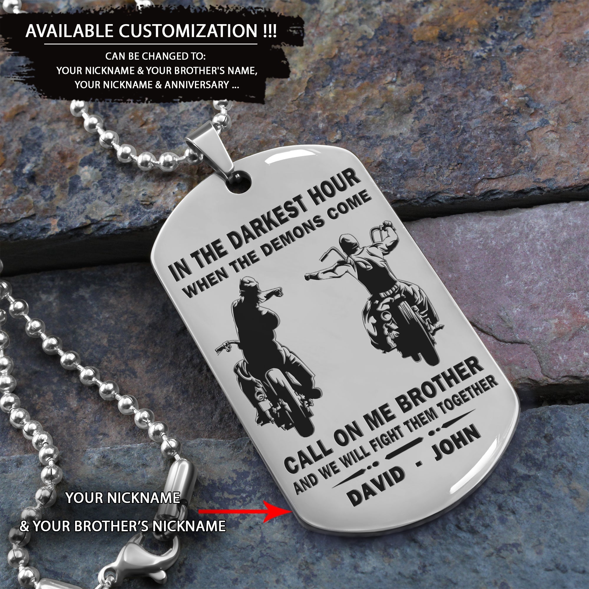 Personalized One Sided Dog Tag Call On Me Brother And We Will Fight Them Together