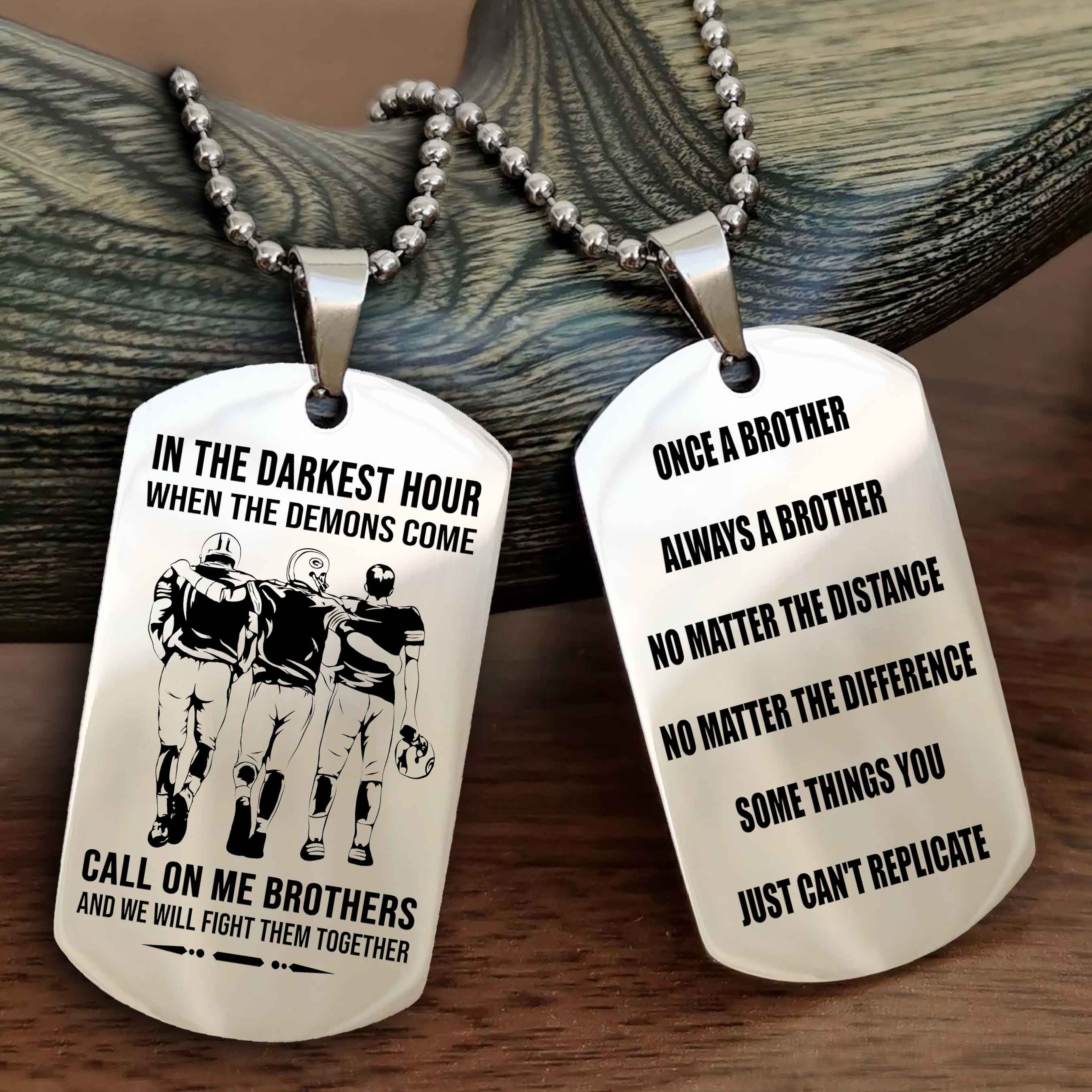 Cowboy Customizable engraved dog tag double sided gift from brother Once A Brother Always A Brother