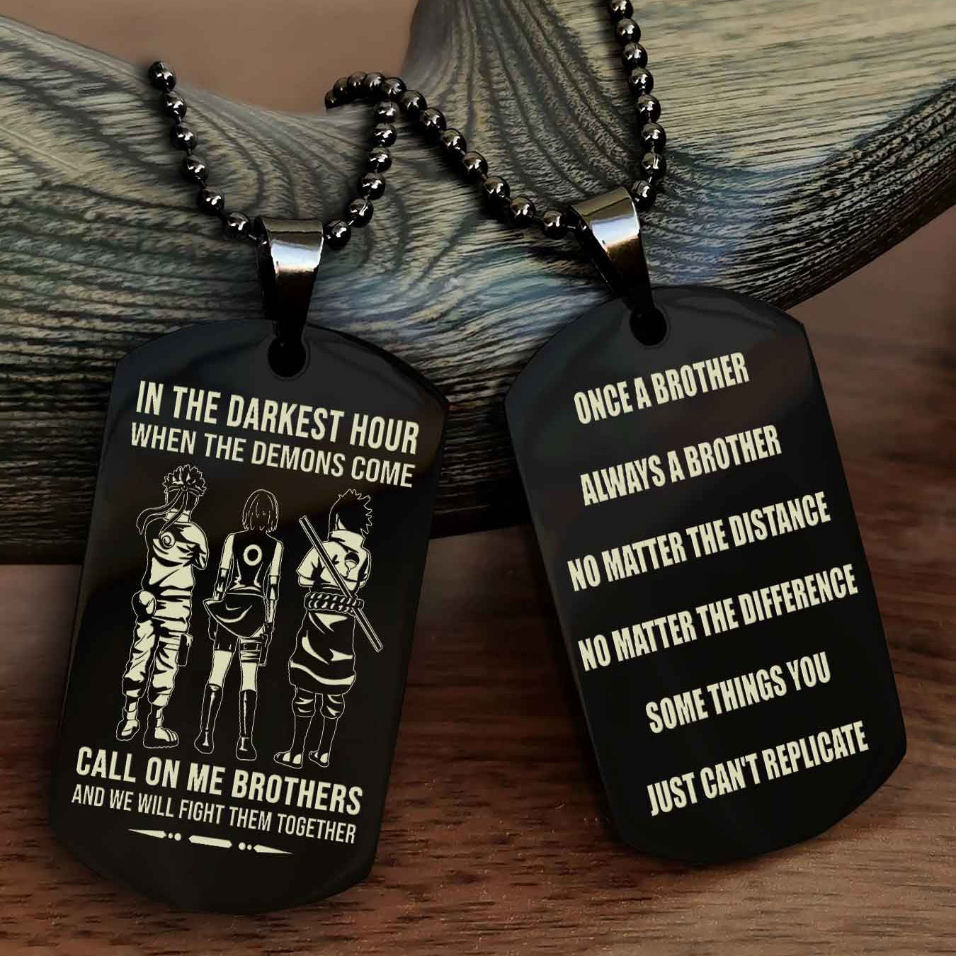 Soldier customizable engraved dog tag double sided gift from brother Once A Brother Always A Brother