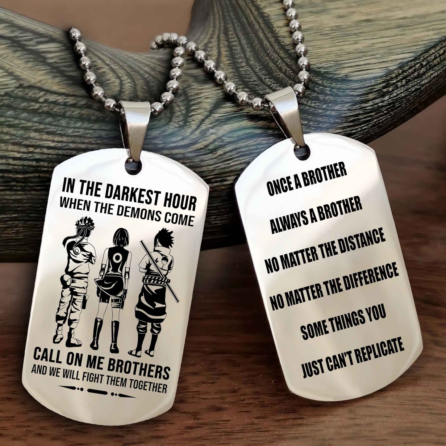 Soldier customizable engraved dog tag double sided gift from brother Once A Brother Always A Brother
