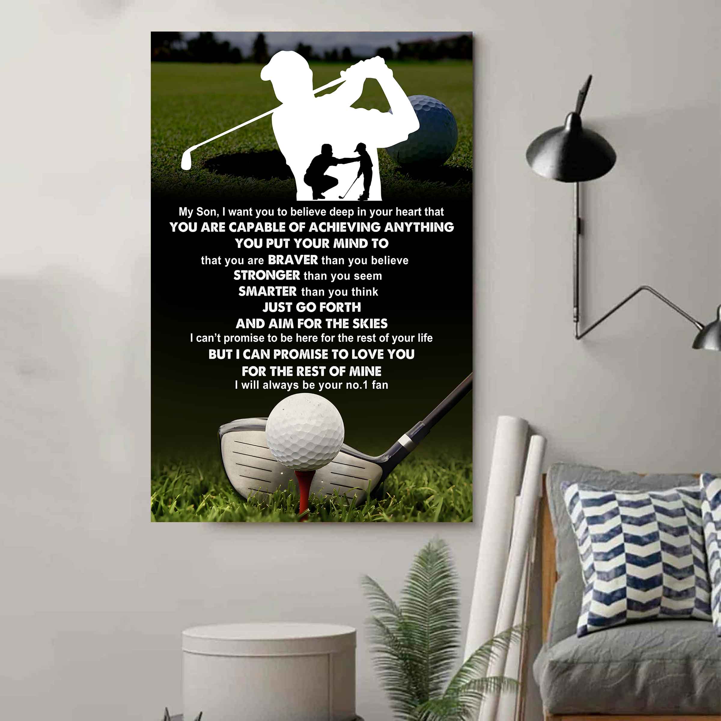 Sport Poster Canvas Dad To Son - That You Are Braver Than You Believe You Are Capable Of I Will Always Your No 1 Fan