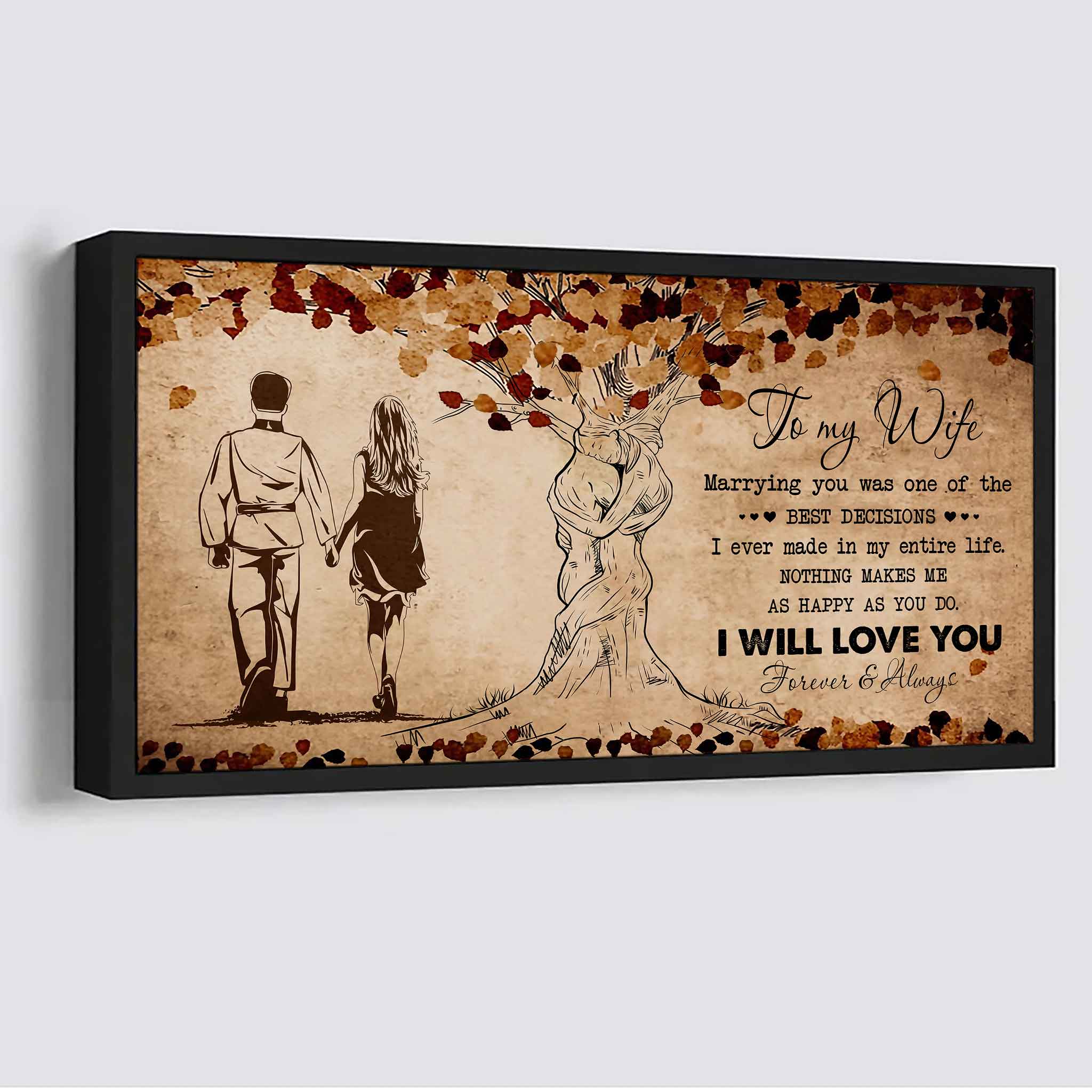 American Football Poster Canvas To My Wife Marrying You Was One Of The Best Decisions - I Will Love You Forever And Always Gift For Your Wife