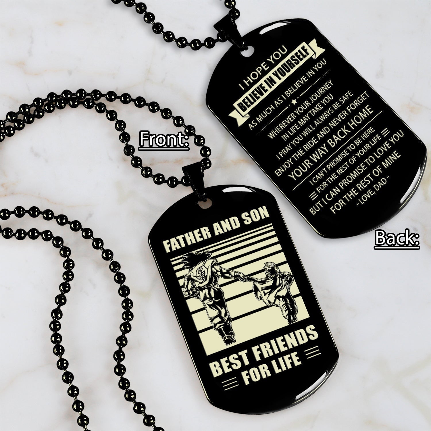 VC Personalized Double Sided Dog Tag Father And Son Best Friends For Life - Message on the back side