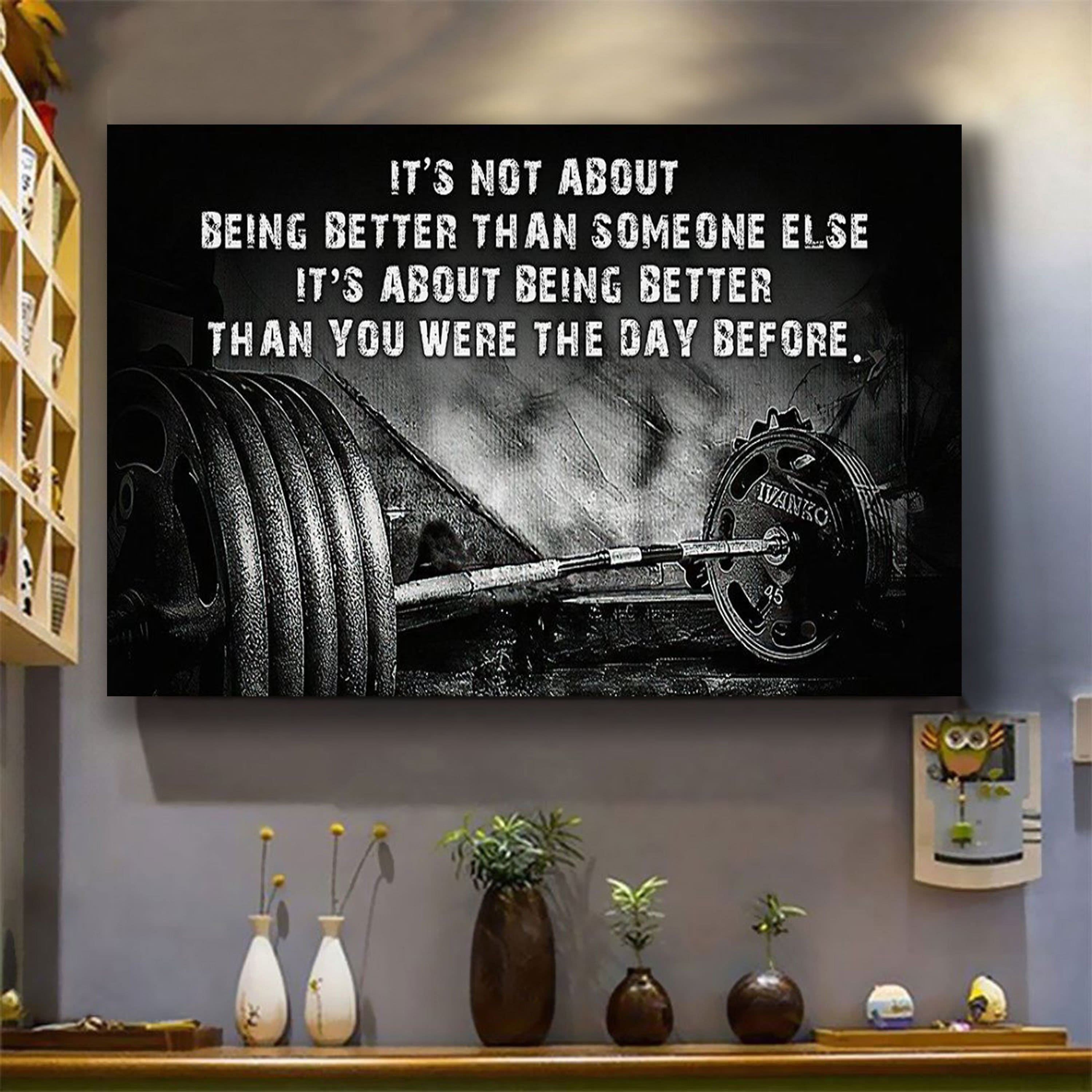 Softball customizable poster canvas - It is not about better than someone else, It is about being better than you were the day before