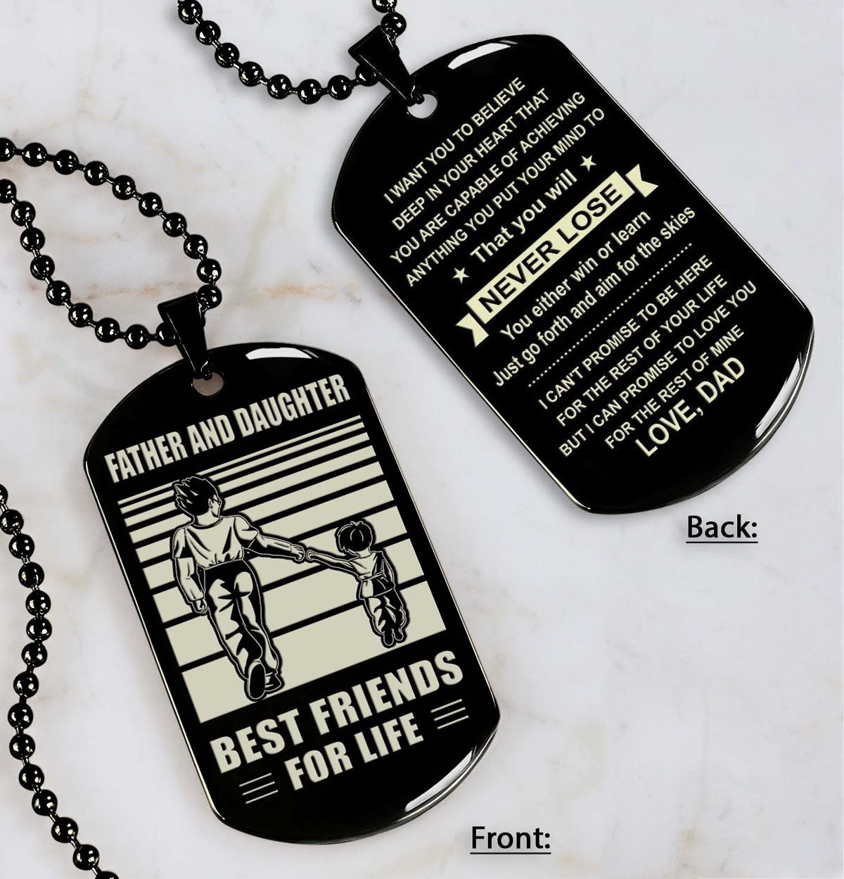 NVL Personalized Double Sided Dog Tag Father And Son Best Friends For Life - Message on the back side
