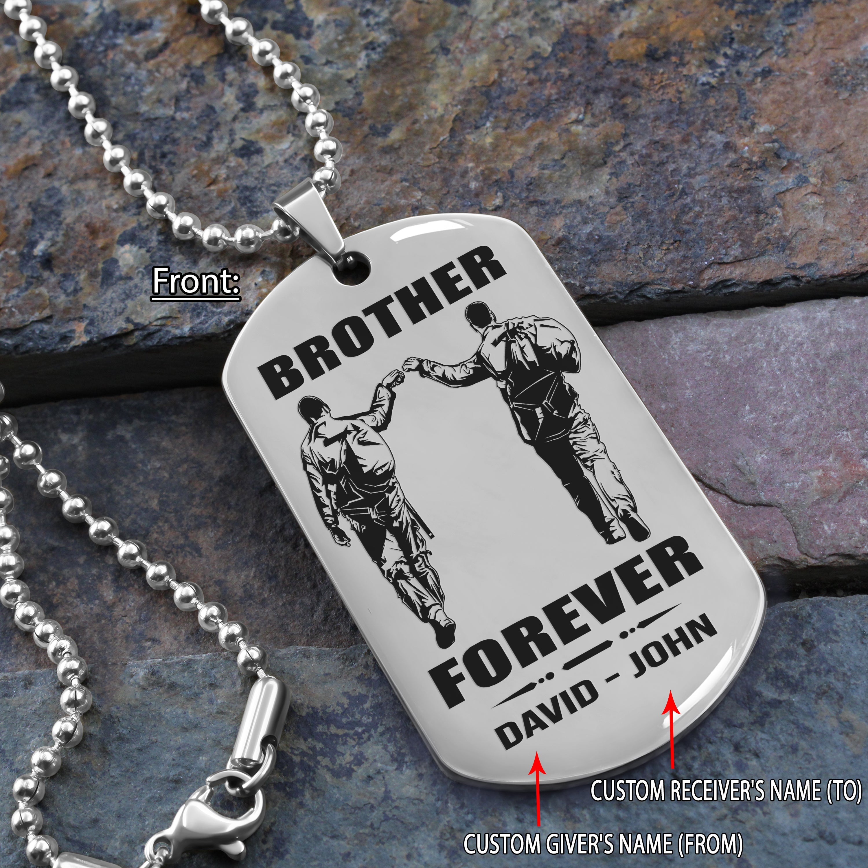 Ver3W Vikings customizable engraved black dog tag double sided gift from brother, brother forever