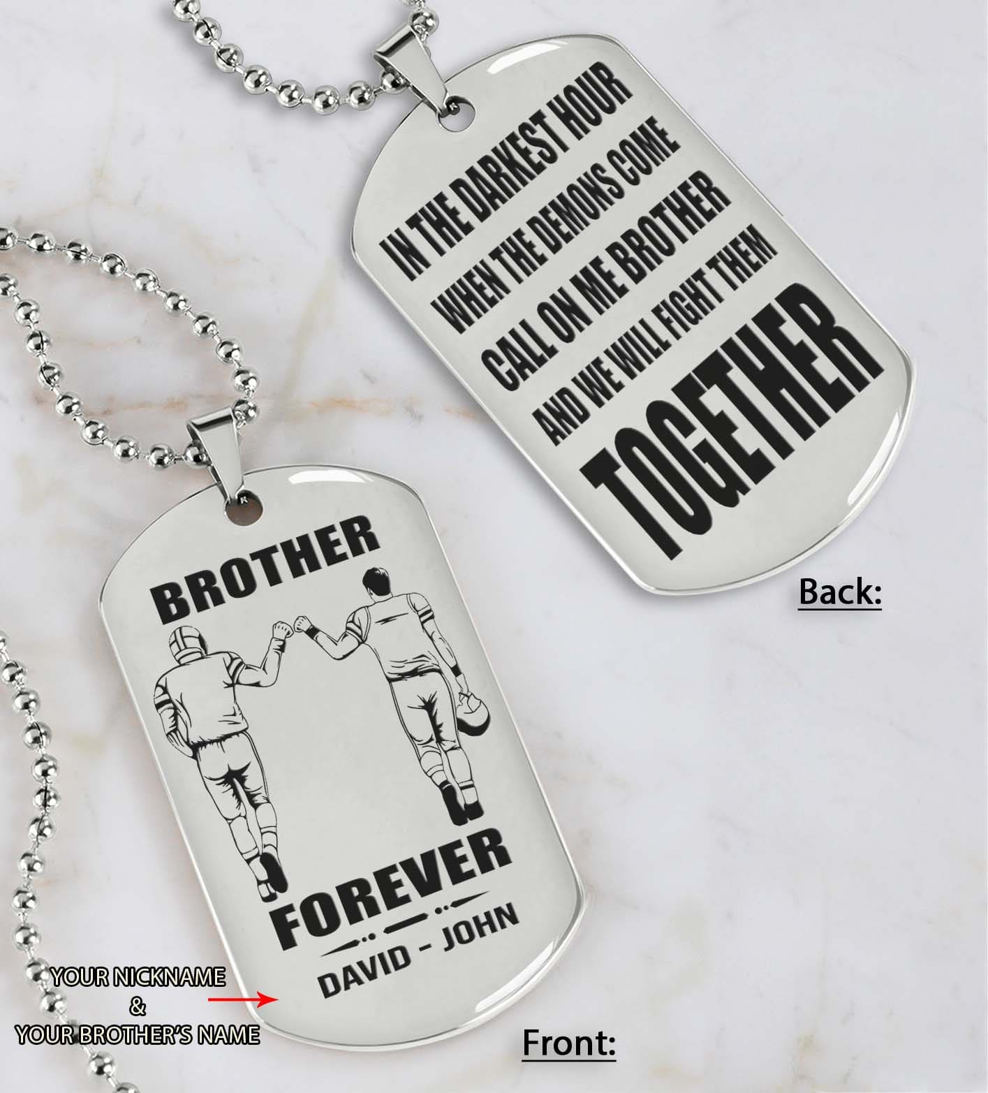 Ver3 Vikings customizable engraved black dog tag double sided gift from brother, brother forever