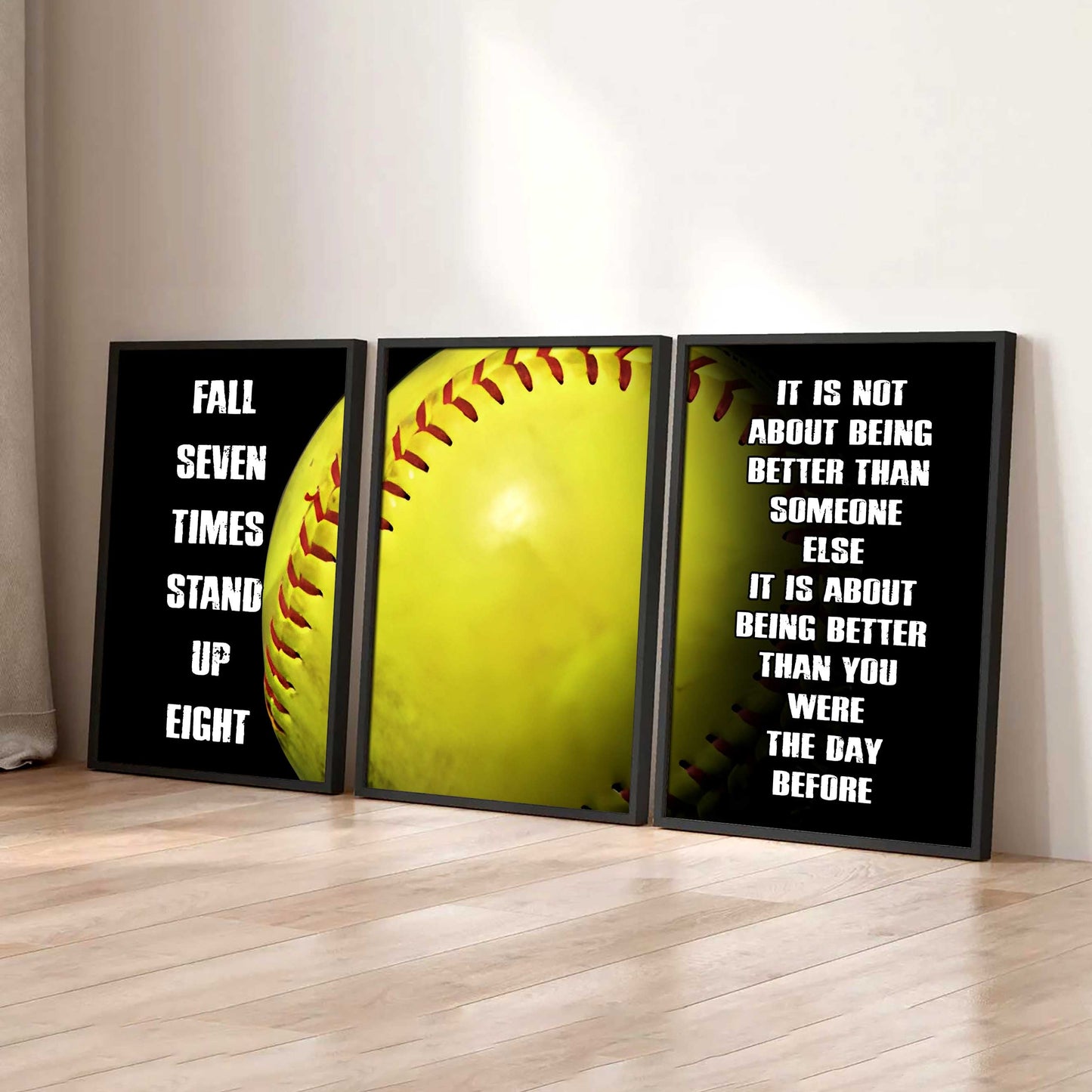 Combo 3 Sport Poster Canvas Fall Down Seven Times Stand Up Eight Gift For Your Son Your Kid