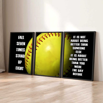 Combo 3 Sport Poster Canvas Fall Down Seven Times Stand Up Eight Gift For Your Son Your Kid