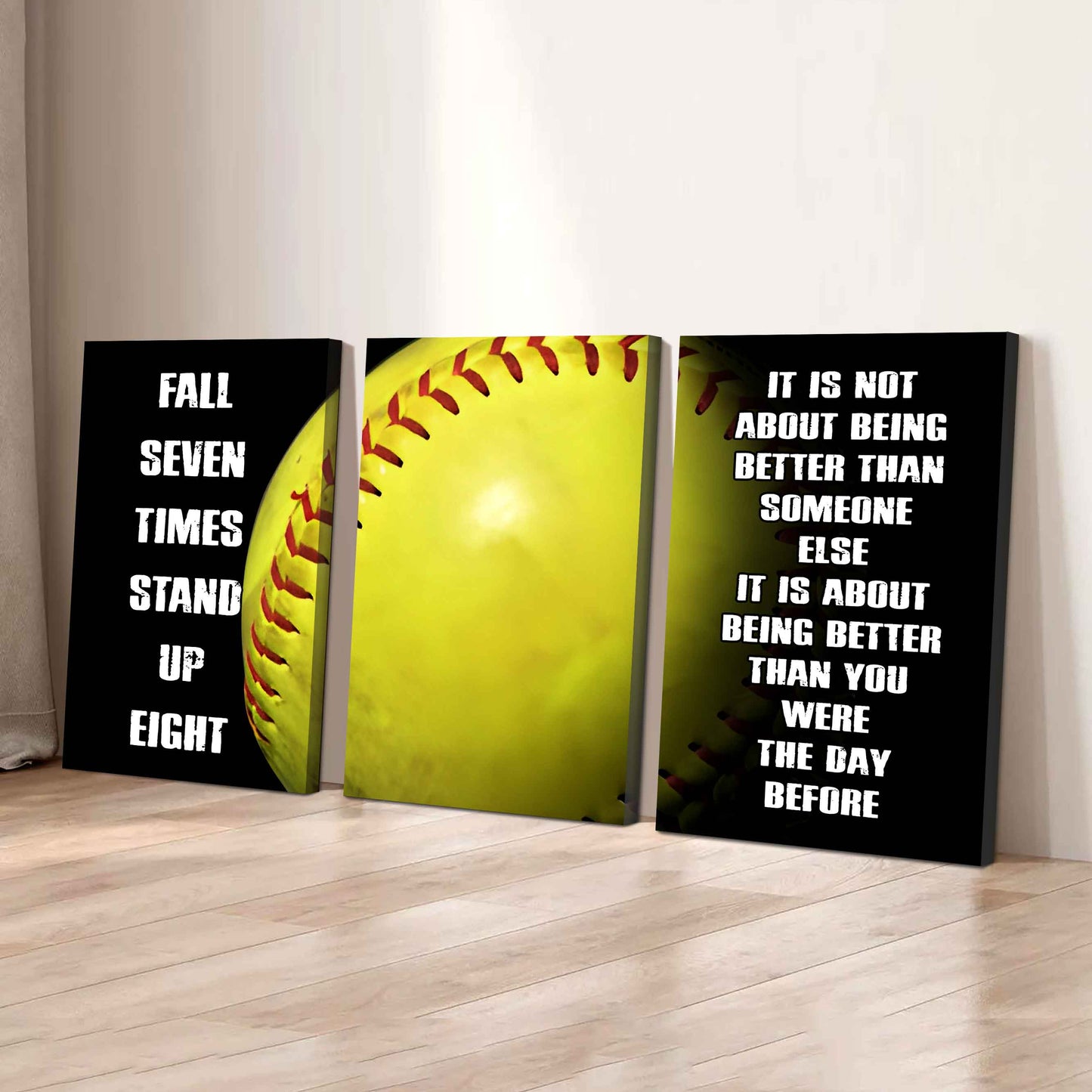 Combo 3 Sport Poster Canvas Fall Down Seven Times Stand Up Eight Gift For Your Son Your Kid