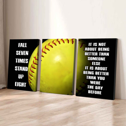 Combo 3 Sport Poster Canvas Fall Down Seven Times Stand Up Eight Gift For Your Son Your Kid