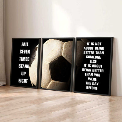 Combo 3 Sport Poster Canvas Fall Down Seven Times Stand Up Eight Gift For Your Son Your Kid