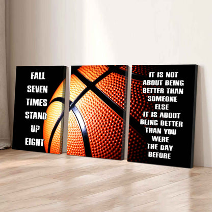 Combo 3 Sport Poster Canvas Fall Down Seven Times Stand Up Eight Gift For Your Son Your Kid