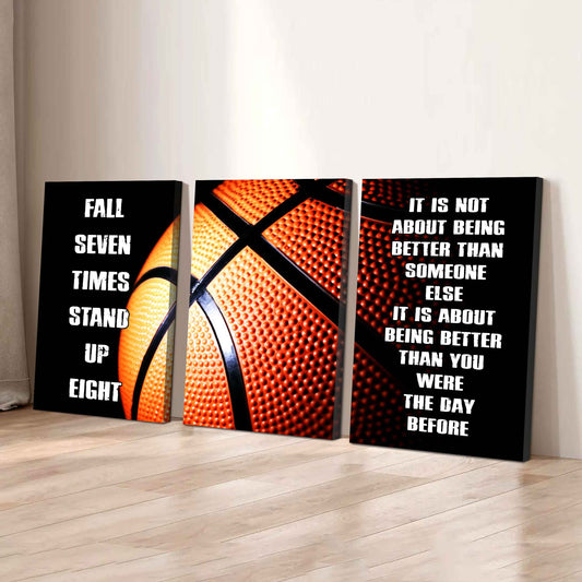 Combo 3 Sport Poster Canvas Fall Down Seven Times Stand Up Eight Gift For Your Son Your Kid