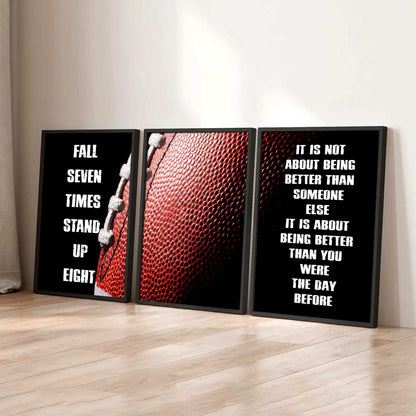 Combo 3 Sport Poster Canvas Fall Down Seven Times Stand Up Eight Gift For Your Son Your Kid