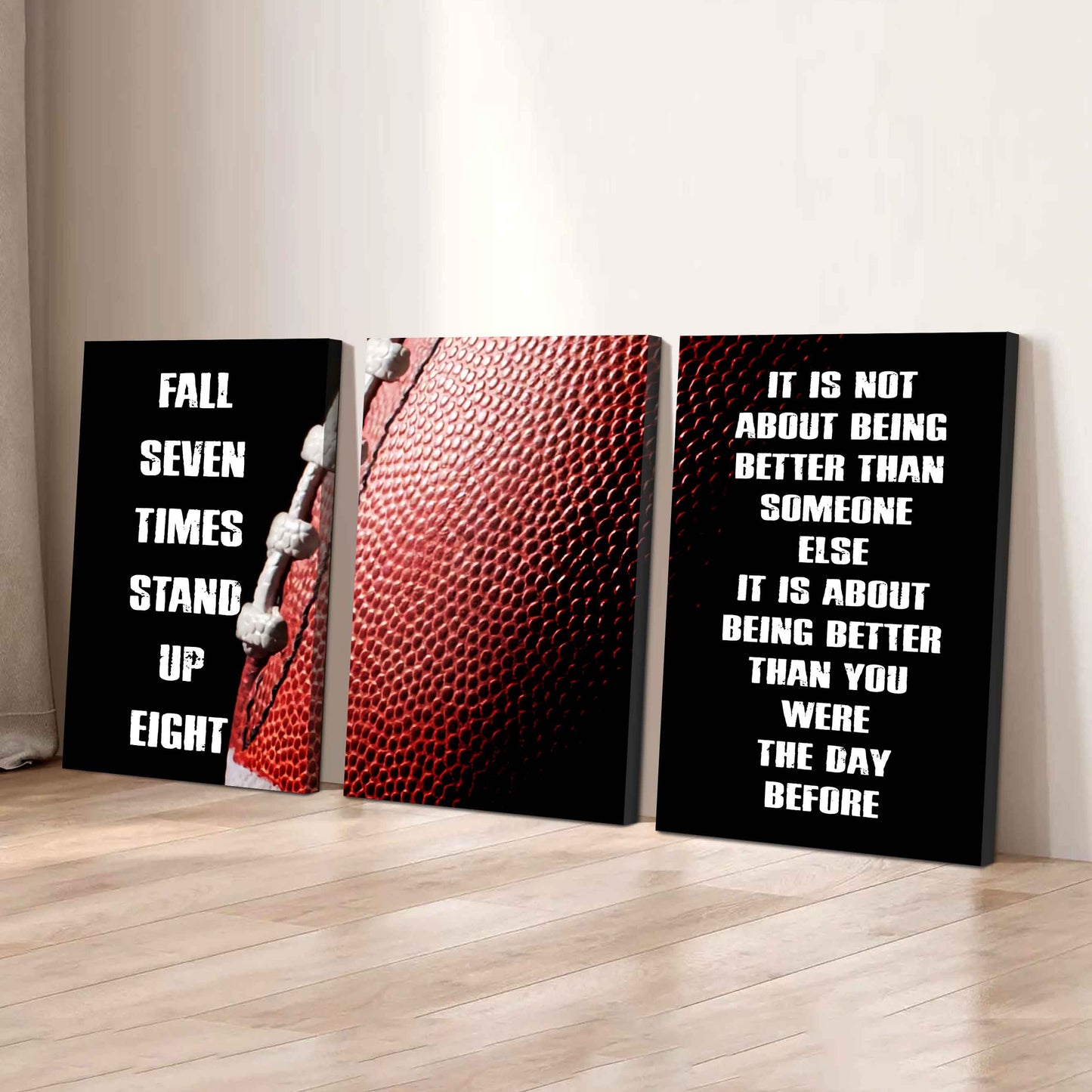 Combo 3 Sport Poster Canvas Fall Down Seven Times Stand Up Eight Gift For Your Son Your Kid