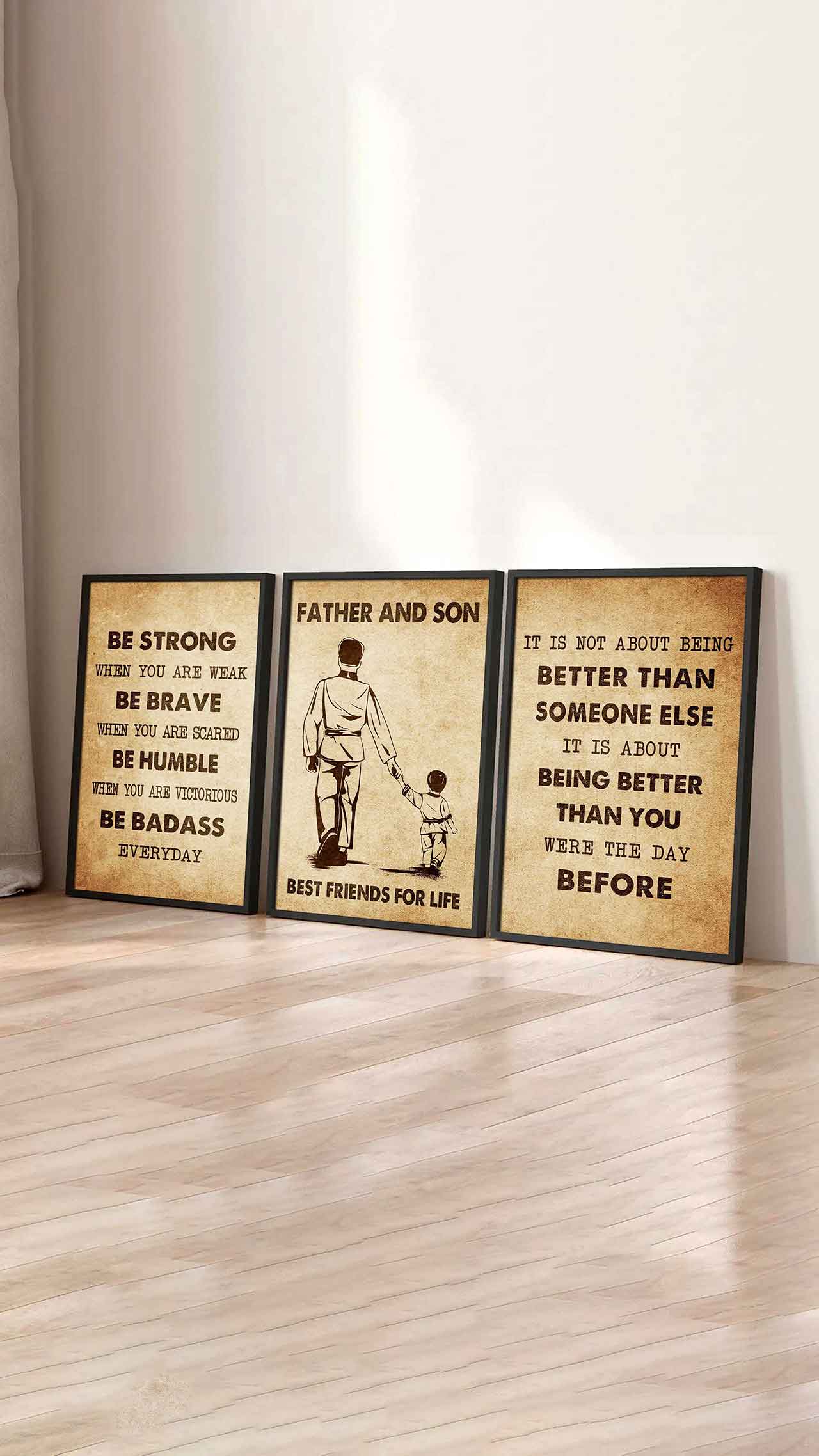 Combo 3 Biker Poster Canvas Be Strong When You Are Weak - It's Not About Being Better Than Someone Else It's About Being Better Than You Were The Day Before