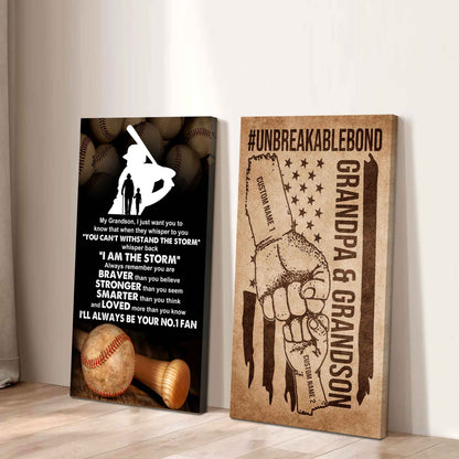 Unbreakable Bond Sport Canvas Set From Grandpa To Grandson Whisper Back I'm The Storm You Are Braver Than You Believe