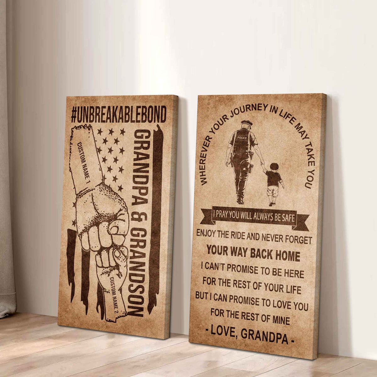 Unbreakable Bond Canvas Set Grandpa And Grandson Never Forget Your Way Back Home I Love You For The Rest Of Mine