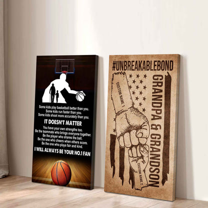 Unbreakable Bond Canvas Set From Grandpa To Grandson It's Doesn't Matter I Will Always Be Your No.1 Fan