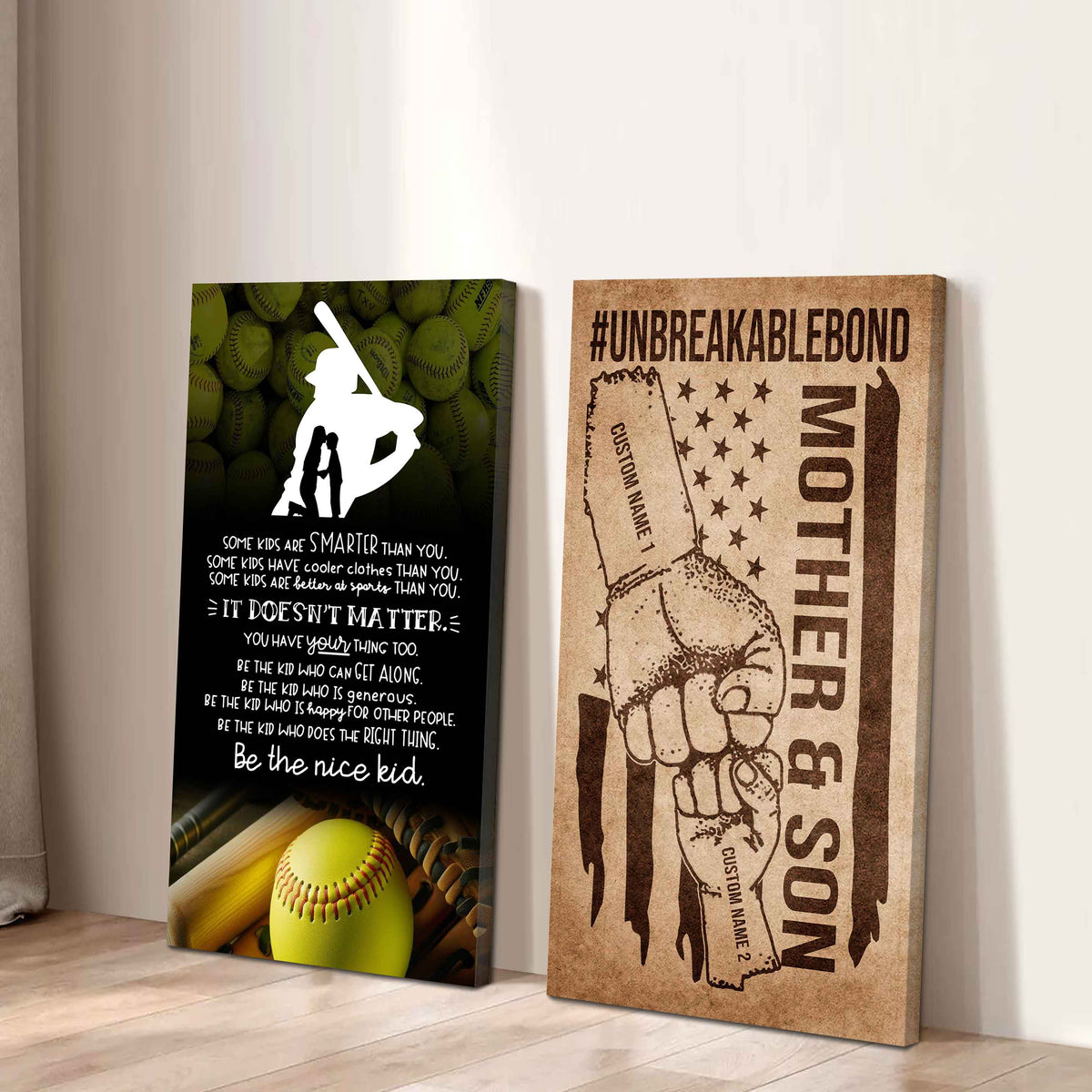 Unbreakable Bond Sport Canvas Set From Mom To Son Be The Nice Kid