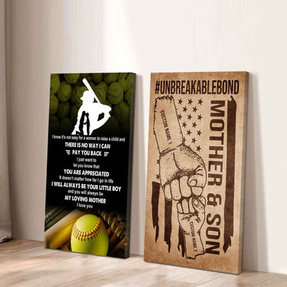 Unbreakable Bond Sport Canvas Set From Son To Mom I Know It's Not Easy - I Will Always Be Your Little Boy