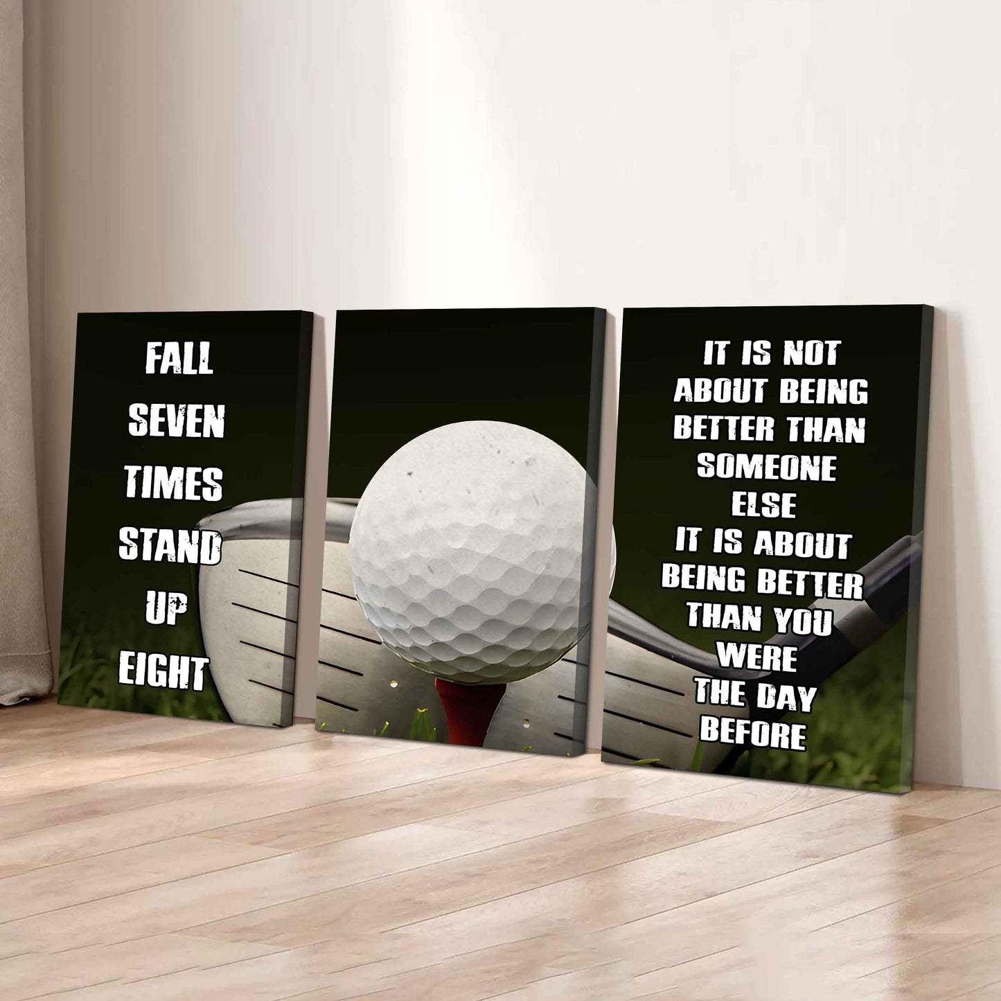 Combo 3 Sport Poster Canvas Fall Down Seven Times Stand Up Eight Gift For Your Son Your Kid