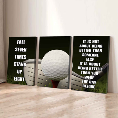 Combo 3 Sport Poster Canvas Fall Down Seven Times Stand Up Eight Gift For Your Son Your Kid