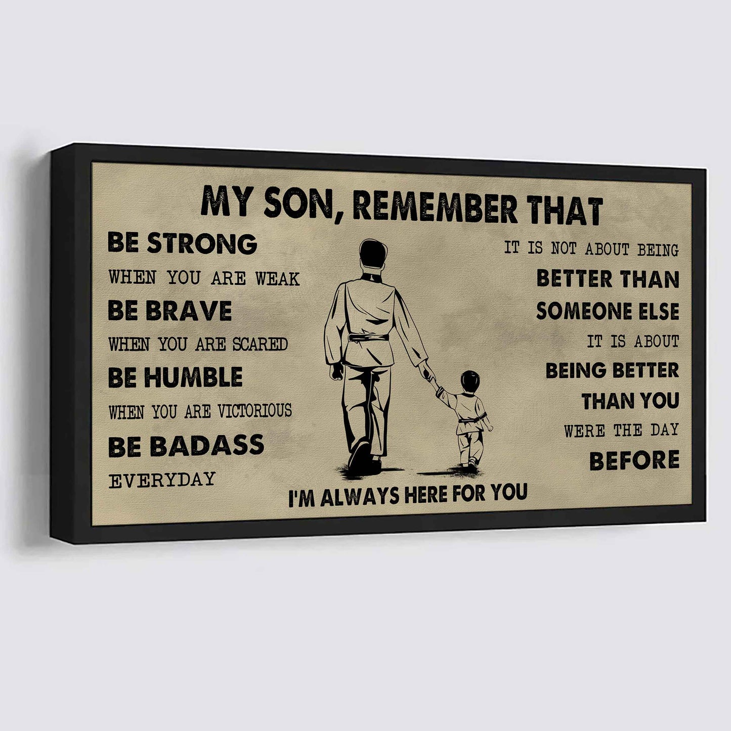 Personalized Sport Poster Canvas - My Son Remember That Be Strong When You Are Weak Be Badass Everyday