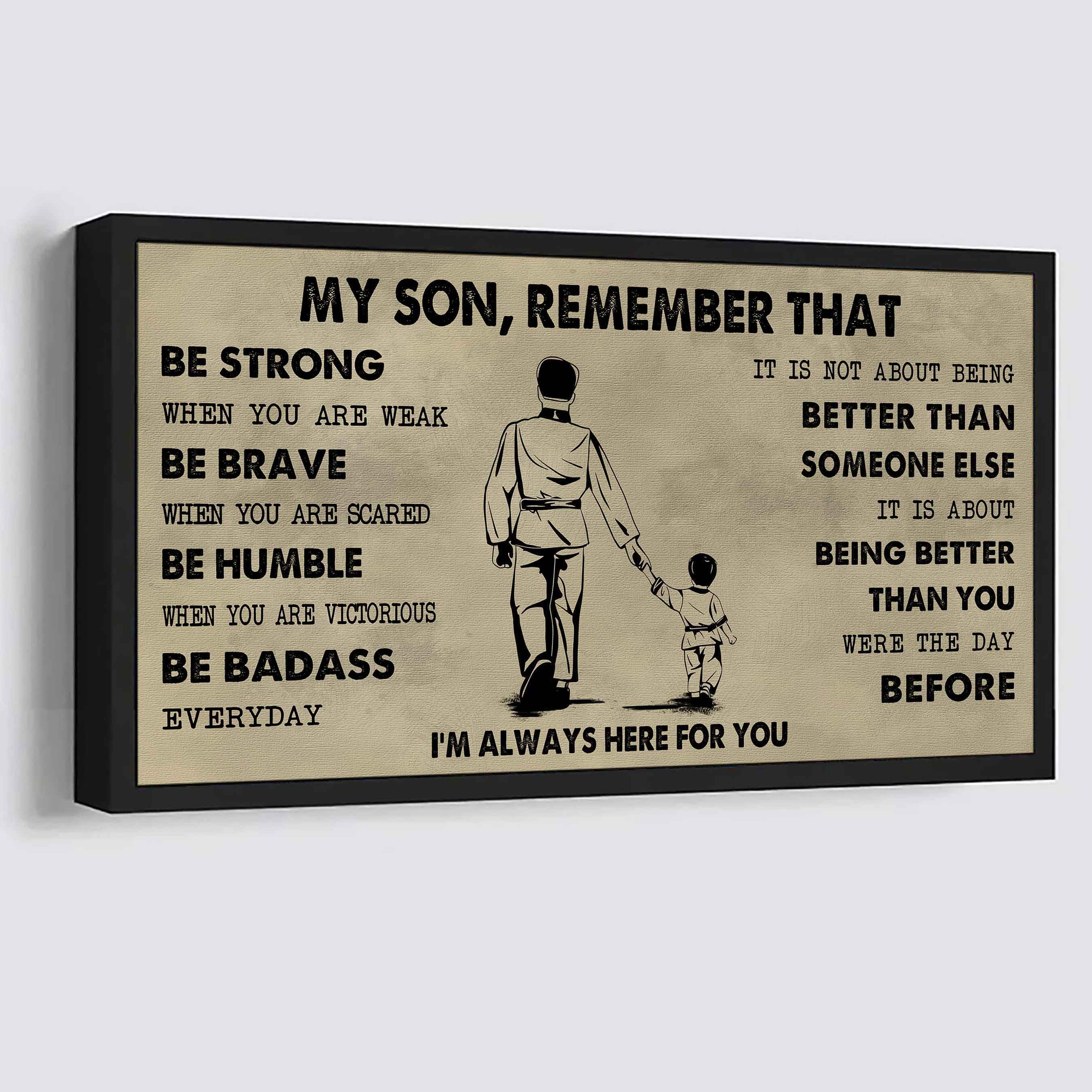 Personalized Sport Poster Canvas - My Son Remember That Be Strong When You Are Weak Be Badass Everyday