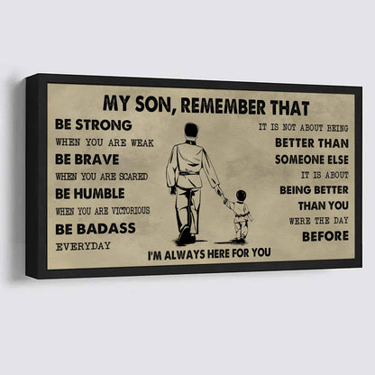 Personalized Sport Poster Canvas - My Son Remember That Be Strong When You Are Weak Be Badass Everyday