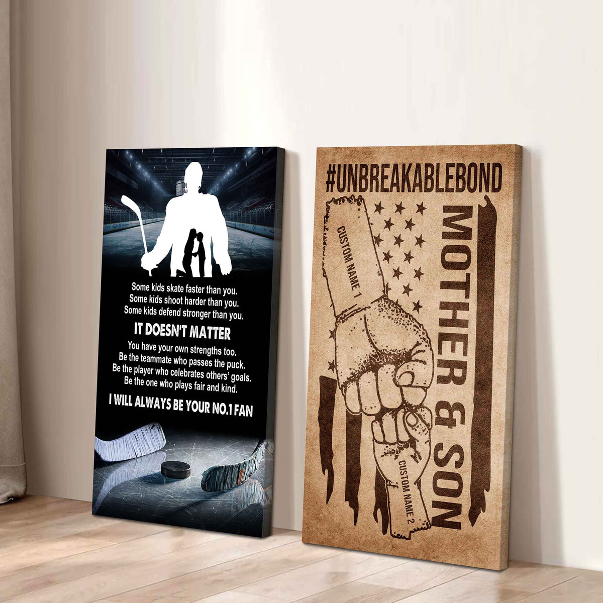 Unbreakable Bond Canvas Set From Mom To Son It's Doesn't Matter I Will Always Be Your No.1 Fan